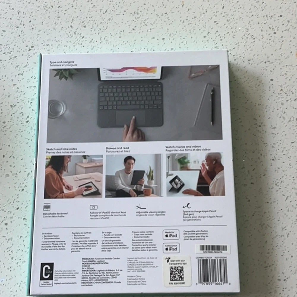 Logitech Gray Tablet Keyboard Combo Touch